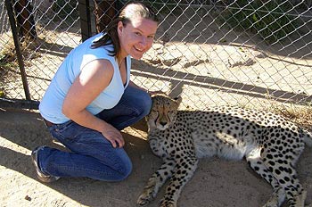 caroline horler with a big cat